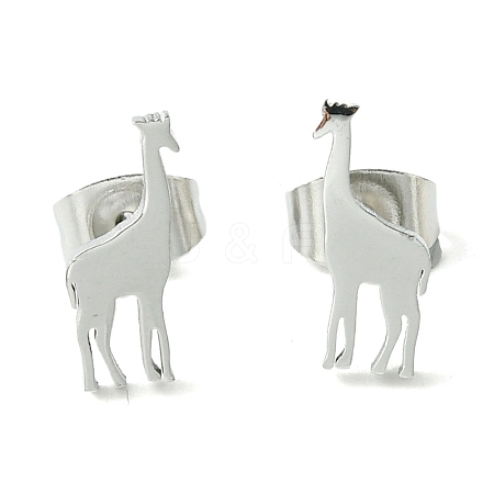 Non-Tarnish Cute Little Animal Theme 304 Stainless Steel Stud Earrings LS-EJEW-B041-04H-P-1