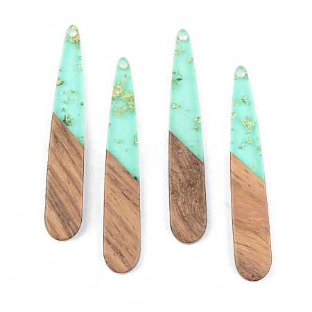 Transparent Resin & Walnut Wood Pendants X-RESI-S389-039A-B02-1