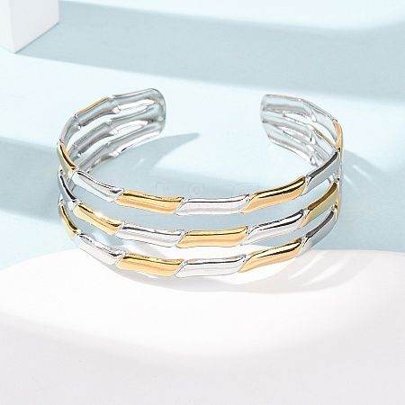 304 Stainless Steel Multi-layered Cuff Bangles for Women BJEW-G780-02GP-1