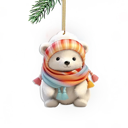 Polar Bear with Scarf Acrylic Hanging Ornaments PW-WGD777E-02-1