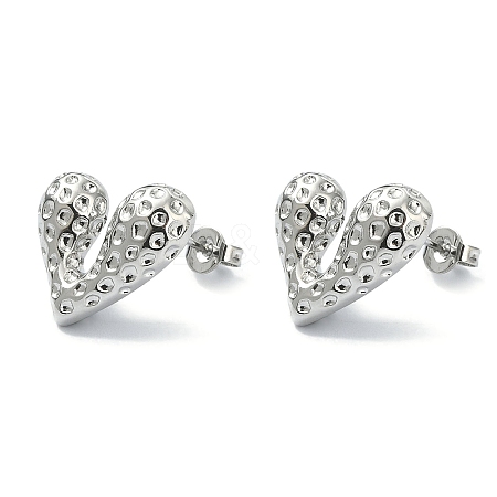 Rack Plating Brass Heart Stud Earrings for Valentine's Day EJEW-Q780-13P-1