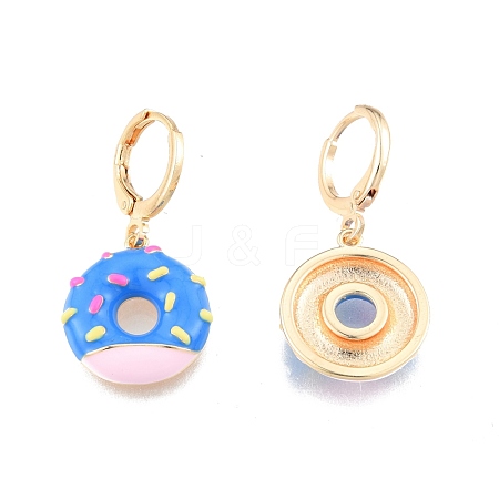 Enamel Donut Dangle Leverback Earrings EJEW-N012-101-1