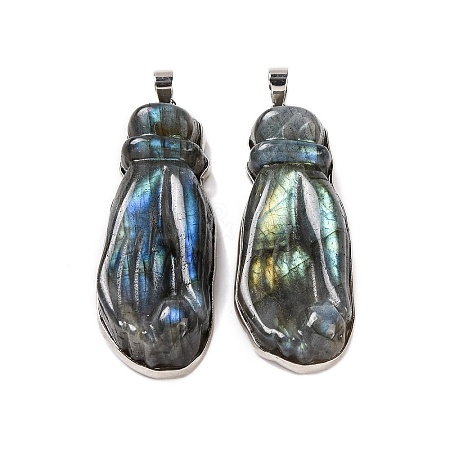 Natural Labradorite Carved Big Pendants G-B085-14P-1