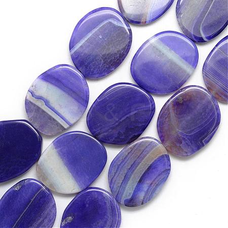 Natural Striped Agate/Banded Agate Beads Strand G-S236-07-1