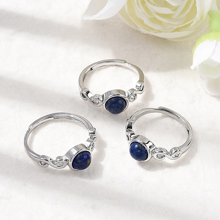 Natural Lapis Lazuli Finger Rings RJEW-A084-04P-10-1