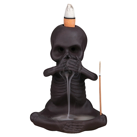 Ceramic Skull Backflow Incense Burner Smoke Waterfall Incense Holder JX840A-1