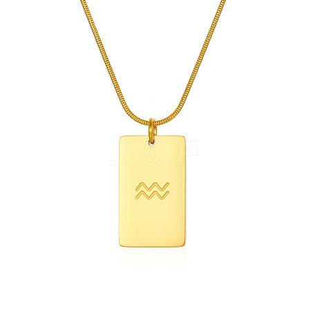 Stylish Stainless Steel 12 Zodiac Rectangle Pendant Necklaces for women GA2858-10-1