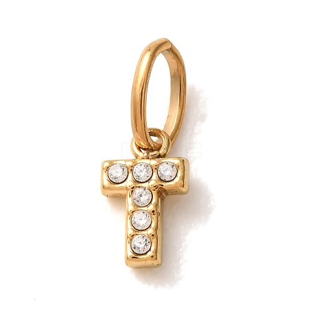 304 Stainless Steel Micro Pave Clear Cubic Zirconia Charms CU-CBA703A-02G-01-1