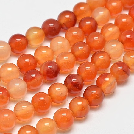 Round Natural Red Agate Bead Strands G-M257-8mm-26-1