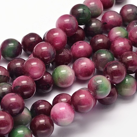 Dyed Natural Malaysia Jade Round Bead Strands G-L395-40-8mm-1