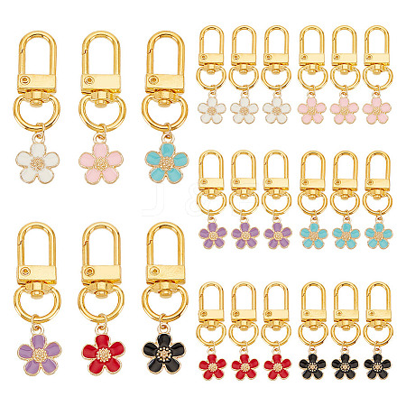 24Pcs 6 Colors Alloy Enamel Pendant Decorations HJEW-GO00007-1