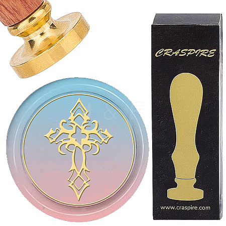 Brass Wax Seal Stamps with Wood Handle AJEW-WH0412-0162-1
