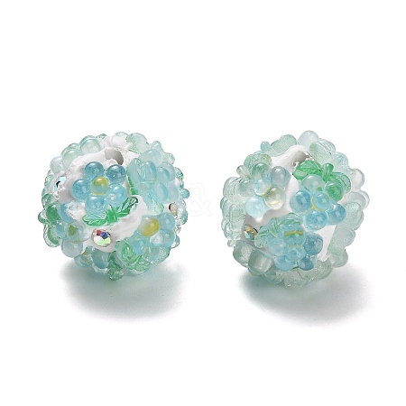 Polymer Clay Rhinestone Beads with Resin RESI-Z045-07-1