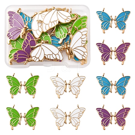 8 Pairs 4 Colors Alloy Enamel Pendants ENAM-FS0002-49-1