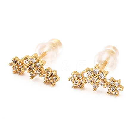 Brass Micro Pave Cubic Zirconia Stud Earrings EJEW-F273-15B-G-1