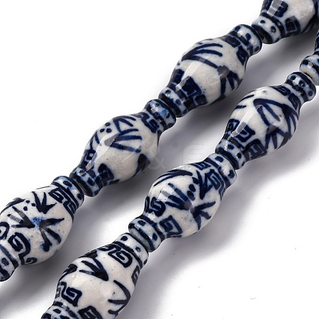 Handmade Blue and White Porcelain Beads Strands PORC-I027-13C-1