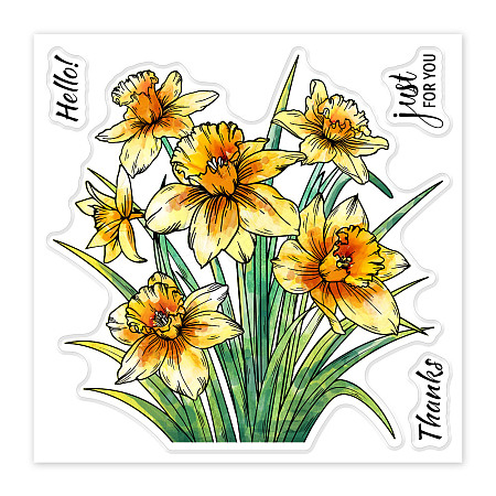 PVC Daffodil Stamp DIY-WH0486-001-1