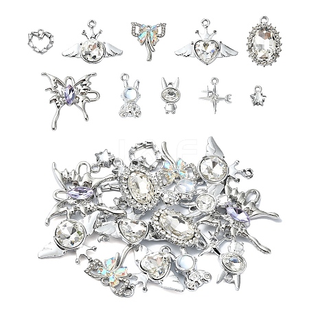 20Pcs 10 Styles Alloy with Rhinestone Pendants FIND-YW0004-98-1