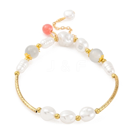 Alloy Imitation Pearl Bracelet for Women BJEW-M018-02C-1