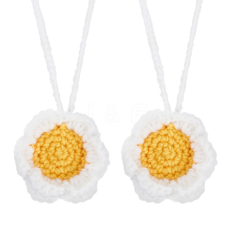 Sunflower Wool Braided Pendant Decorations AJEW-WH0258-857A-1