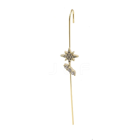 Brass Crystal Rhinestone Ear Wrap Crawler Hook Earrings for Women EJEW-C097-04G-03-1