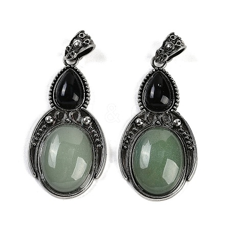 Natural Green Aventurine & Obsidian Pendants G-I370-08AS-04-1