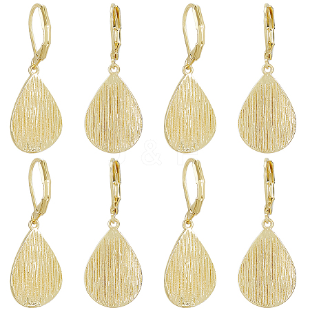 4 Pairs Teardrop Brass Leverback Earrings EJEW-HS0001-21G-1