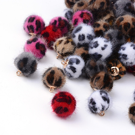 Handmade Plush Cloth Fabric Covered Charms WOVE-S082-14mm-M1-1