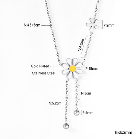 304 Stainless Steel Enamel Flower Bib Necklaces FS-WG58DA2-06-1