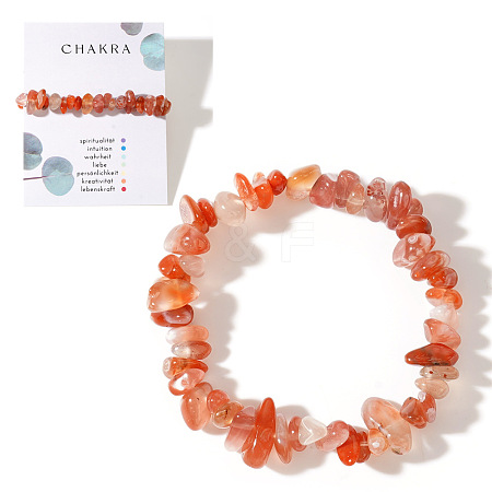 Natural Carnelian Chips Stretch Bracelets for Women AY5330-1-1