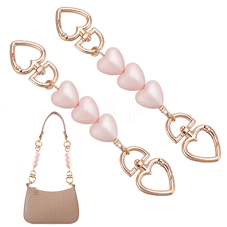 2Pcs Pink Heart Alloy Bag Extension Chains DIY-AR0004-96-1