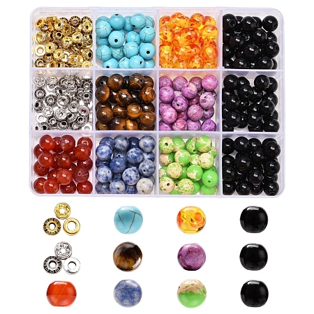 DIY Round Mixed Stone Beads Bracelet Making Kit DIY-YW0004-97-1