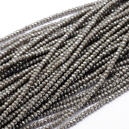Faceted Rondelle Full Rainbow Plated Electroplate Glass Beads Strands X-EGLA-M004-2mm-A04-1