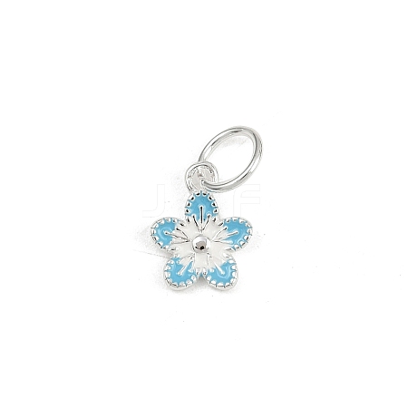 925 Sterling Silver Enamel Flower Charms STER-K183-11S-02-1