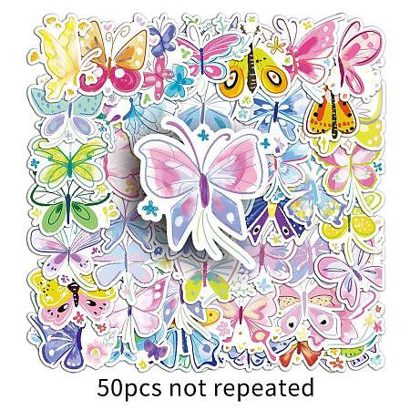 50Pcs Butterfly PET Stickers PW-WGABAA5-01-1