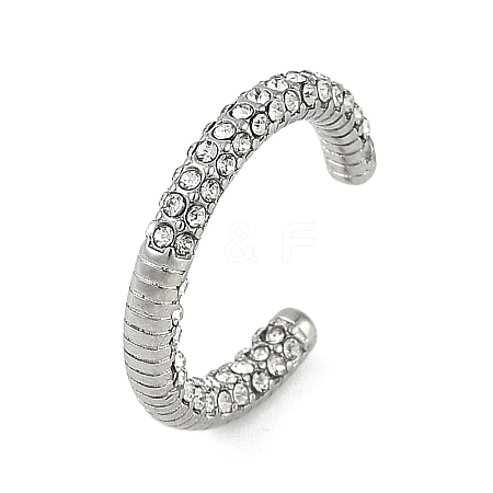 304 Stainless Steel Ring with Rhinestones RJEW-D083-08P-1