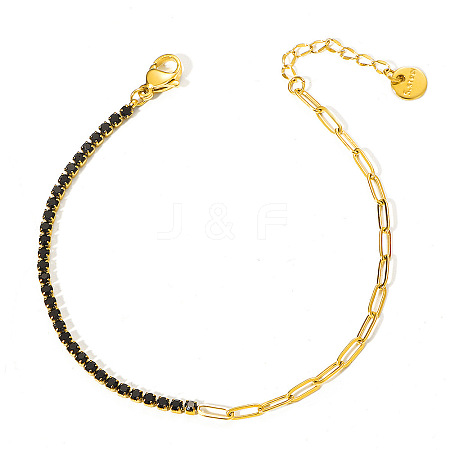 304 Stainless Steel Micro Pave Cubic Zirconia Link Bracelets FS-WGD7E2A-01-1