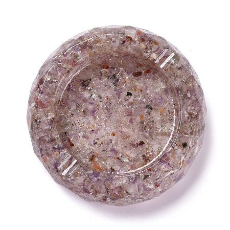 Resin with Natural Other Quartz Chip Stones Ashtray DJEW-F015-06E-1