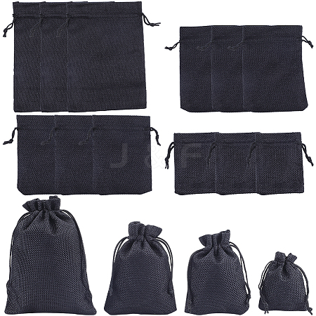 Beebeecraft 16Pcs 4 Styles Polyester Imitation Burlap Packing Pouches Drawstring Bags ABAG-BBC0001-01A-1