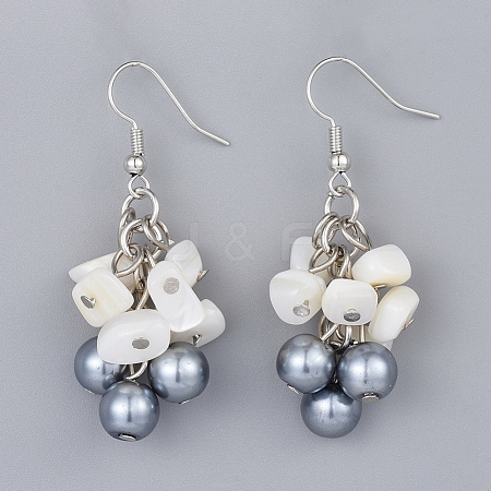 Glass Pearl Dangle Earrings EJEW-JE03185-01-1