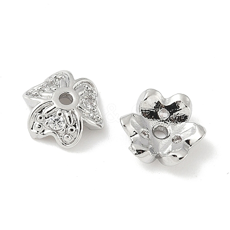 Brass Micro Pave Clear Cubic Zirconia Bead Cap KK-V015-15P-1