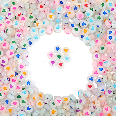 600Pcs Luminous Acrylic Beads MACR-PA0001-23-1