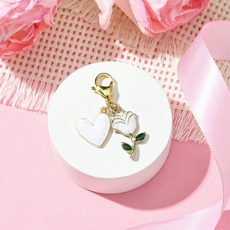 Valentine's Day Rose Heart Alloy Enamel Pendant Decoration HJEW-JM02804-02-1