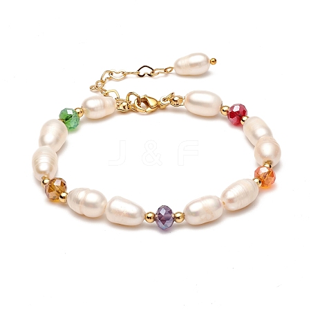Natural Pearl Beaded Bracelets for Mom Women Girl BJEW-TA00010-1