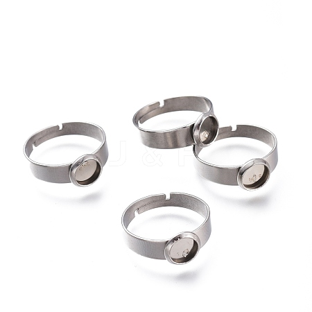 Tarnish Resistant Adjustable 304 Stainless Steel Finger Rings Components STAS-F149-18P-F-1