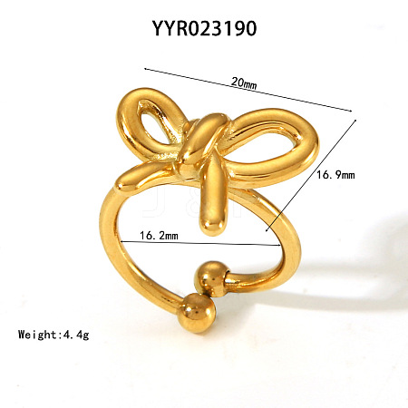 Stainless Steel Bowknot Open Cuff Ring Women Unique High-end Luxury Jewelry Accessories YT2157-4-1