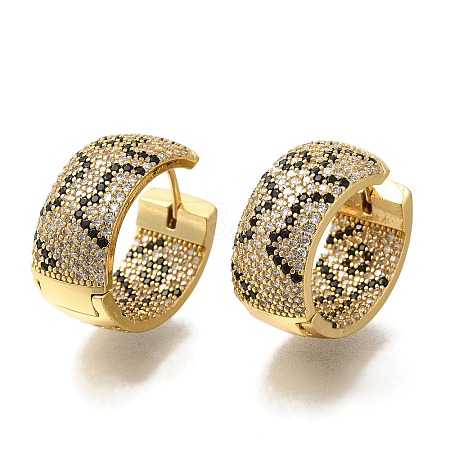 Rack Plating Brass Micro Pave Cubic Zirconia Hoop Earrings EJEW-H016-17G-1