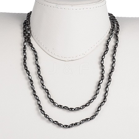 Oval Non-Magnetic Synthetic Hematite Beaded Necklaces NJEW-PH00662-1
