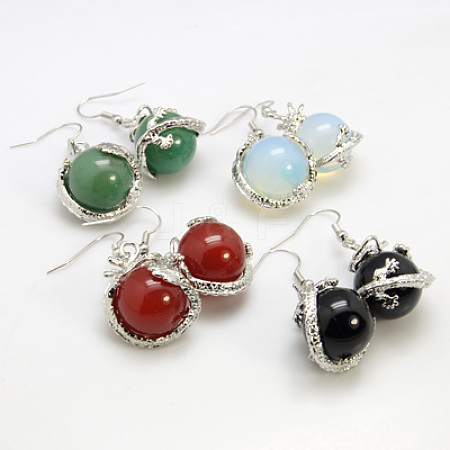 Fashion Gemstone Earrings EJEW-E002-M-1