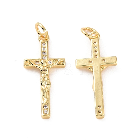 Rack Plating Brass Micro Pave Cubic Zirconia Pendants KK-C008-37G-1